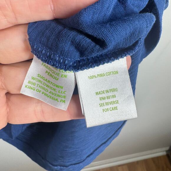 Lilly Pulitzer Top Women XS Blue TShirt 100% Pima Cotton Modest Minimal Spring - Picture 6 of 7